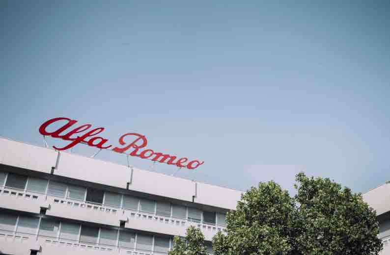 Alfa Romeo logo on top of their office