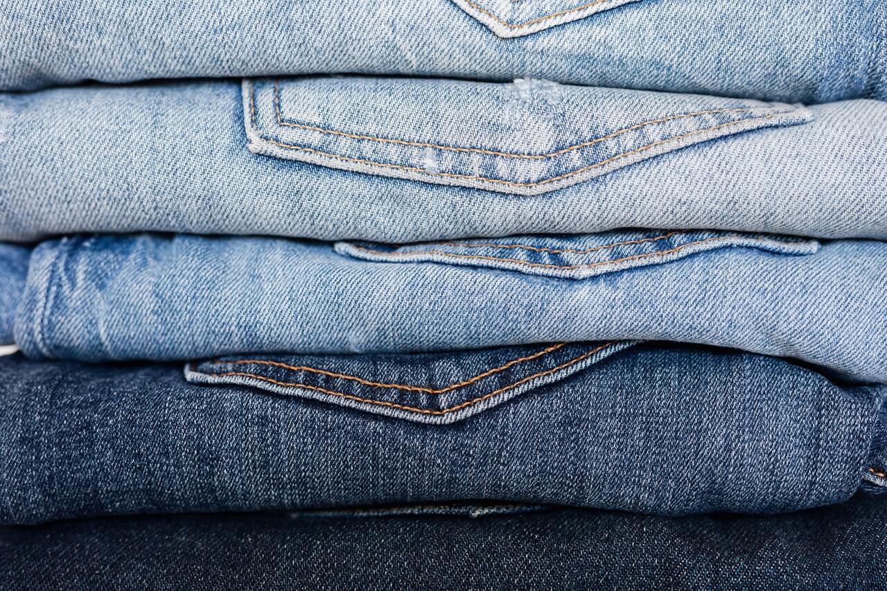 Jeans stacked up