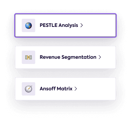 A list of tools; PESTLE Analysis, Revenue Segmentation, Ansoff Matrix
