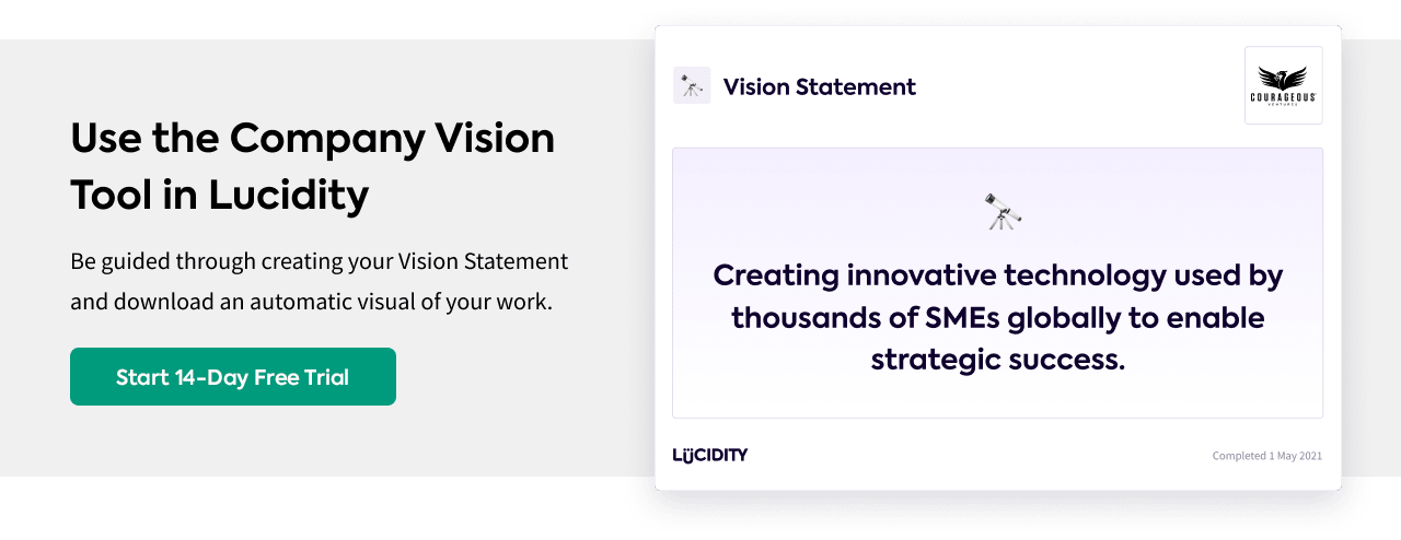 Vision Statement Interactive Tool in Lucidity Strategy Software 